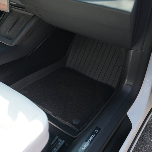 Model 3/Y Double-Layer All-Weather Floor Mats – Soft Blanket Surface & Waterproof Base (2017–2025)