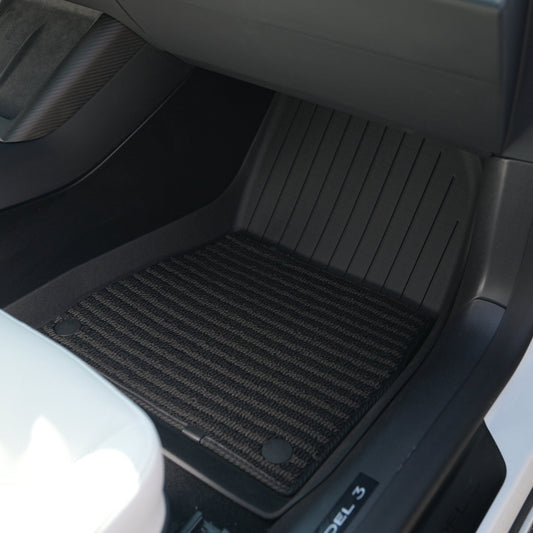 Model 3/Y Double-Layer All-Weather Floor Mats – TechSoft Surface with Waterproof Base (2017–2025)