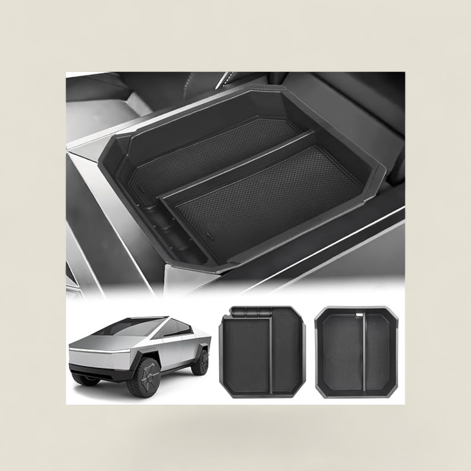ABS Armrest Organizer Double Layer Set for Tesla Cybertruck (2024+)