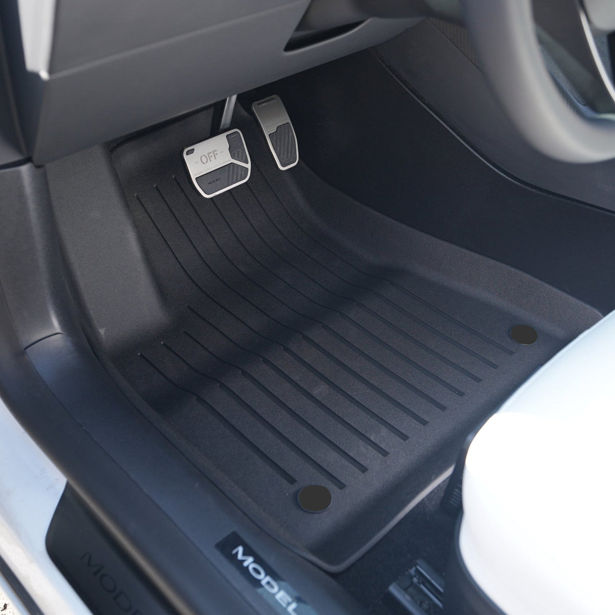 PeakForce Design all-weather floor mats fitted for Tesla Model Y Juniper 2025 full-coverage waterproof protection